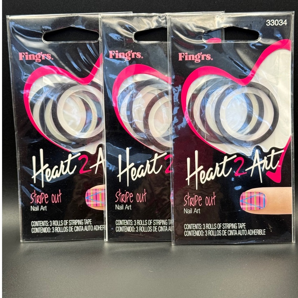 Fingrs Heart 2 Art‎ Nail Art Stripe Out Tape 3 Rolls New